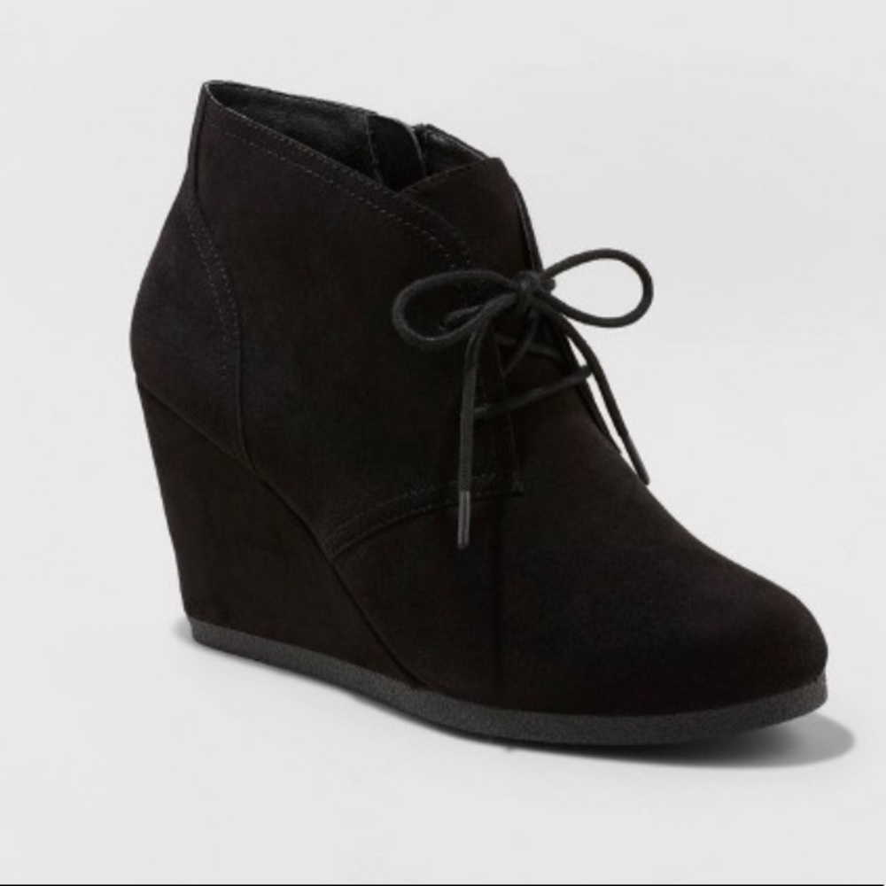 Black Wedge Booties
